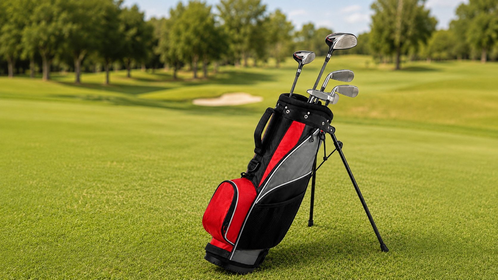 Junior golf set in a stand bag on the fairway